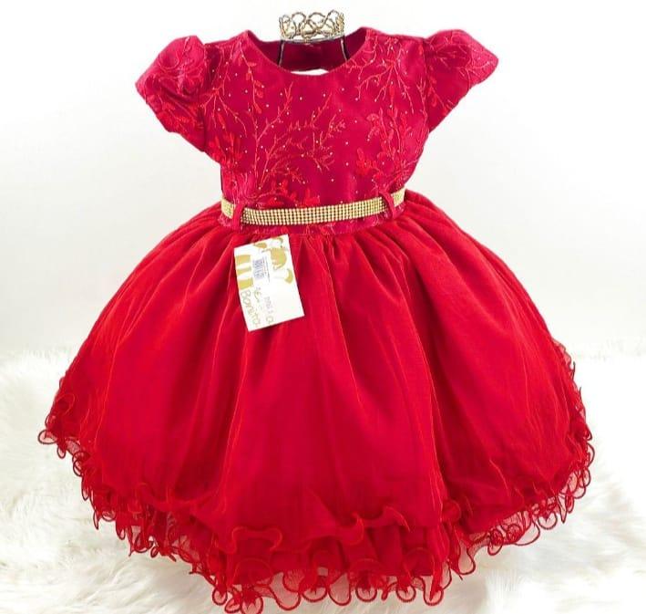 Vestido Infantil Festa Bailarina Princesa Vermelho Luxo - Loja Maise kids